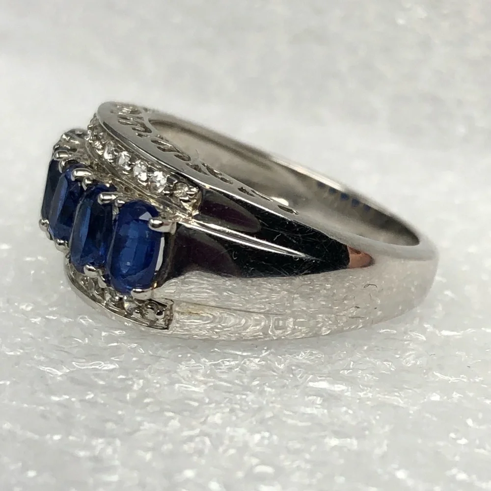 Blue Tanzanite & Zircon Sterlng Silver Ring